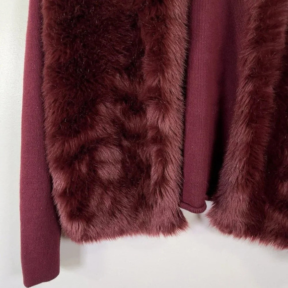 Banana Republic Faux Fur Burgundy Open Cardigan - Picture 11 of 16